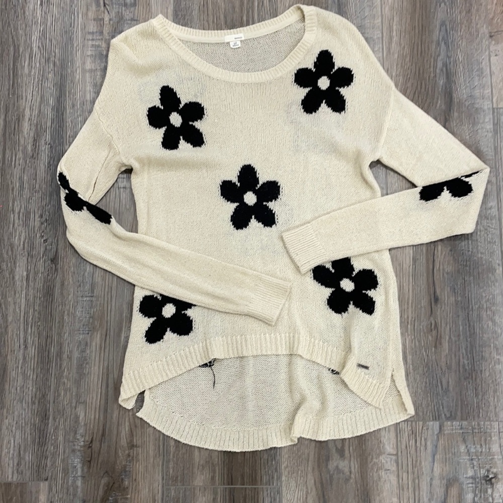 Garage Cream and Black Floral Sweater
